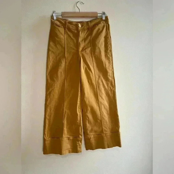 Anthropologie Cropped Wide-Leg Chino Pants Size 0 - Picture 3 of 11